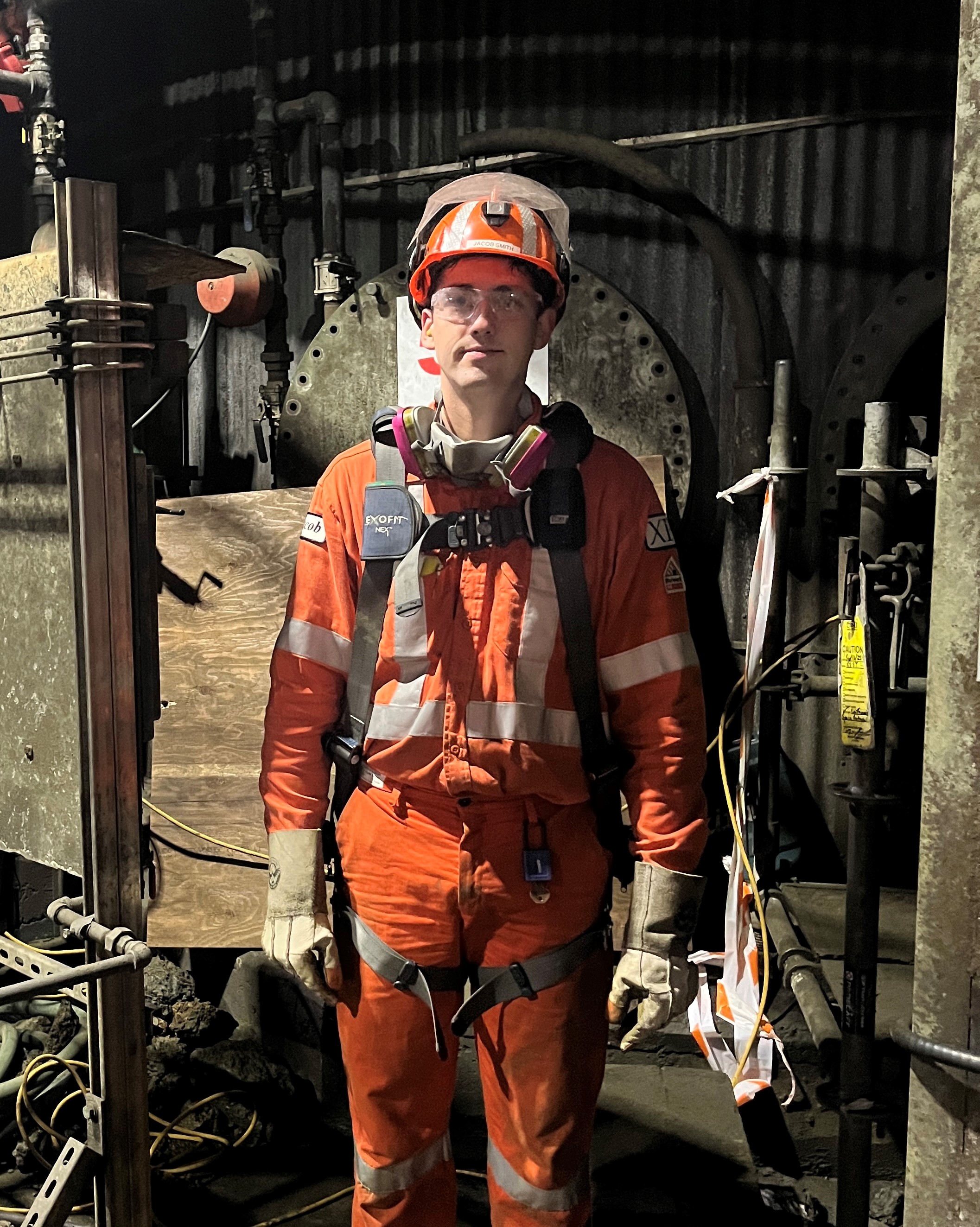 Engineer Wearing Personal Protective Equipment (PPE) while in an Underground Mining Environment